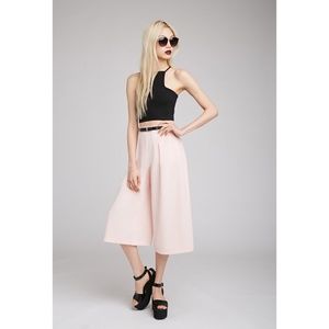Light Pink Comfy Culottes Cropped Wide Leg Pants
